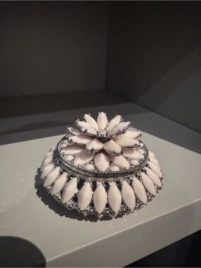 Elegant Pale Pink Crystal Gem Statement Trinket Box